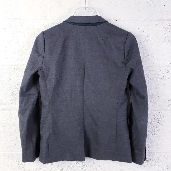 J. Crew Womens 2 Petite Regent Blazer Charcoal Gray Wool B0327 One Button‎ - Picture 2 of 9
